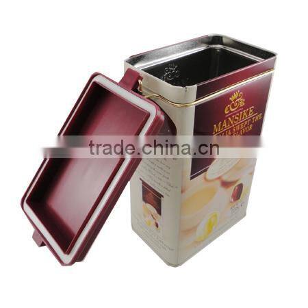 High quality airtight rectangular coffee tin can with lid