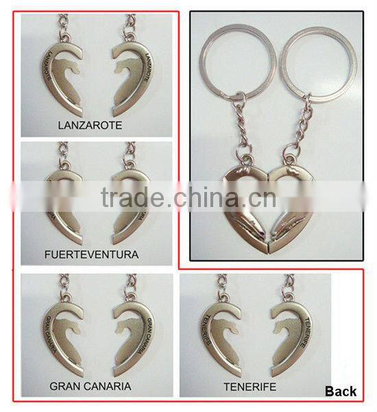 Half heart shaped metal key chains