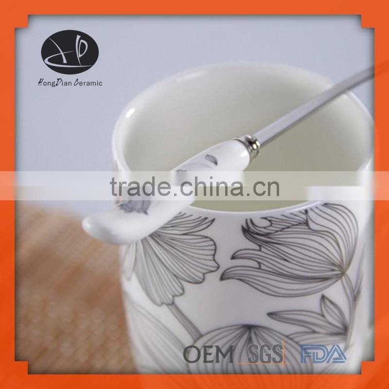 Ceramic mug with spoon,porcelain coffee cup,coffee mugs with spoon