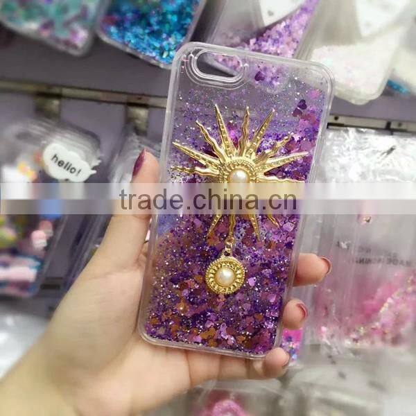 Quicksand sun sticker TPU + PC bling phone shell for iPhone 6 / 6 Plus