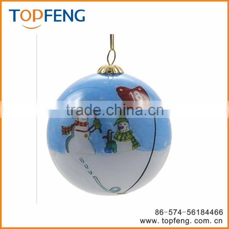 2016 hot design glass christmas painting ball/hanging glass ball/hanging glass ball