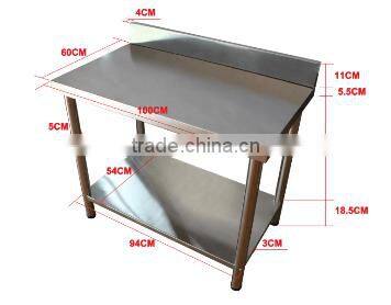 Adjustable Kitchen Stainless Steel Work Table With Backplane and Shelf