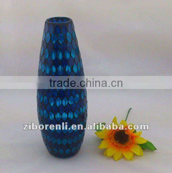 Asian Antiques Tall Colored Mosaic Table Vase Modern Cheap Royal Blue Wedding Decoration
