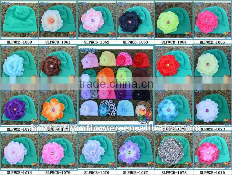 wholesale photo props Toddler Cotton knit beanie with peony flower