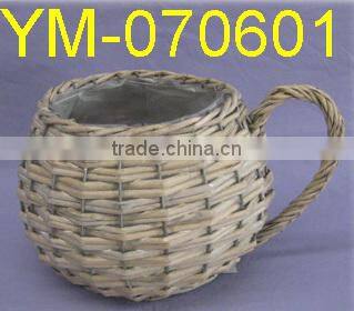 Grey Willow Garden Flower Pot with Handle