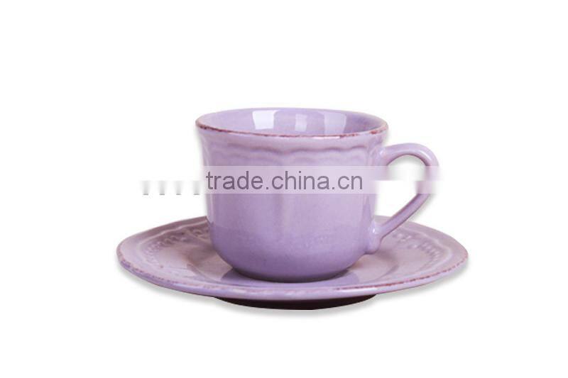 Embossed Brush Cup and Saucer