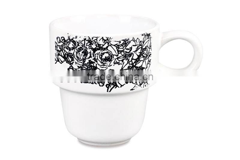 Elegant design color glazed stoneware cheap silk printing mug