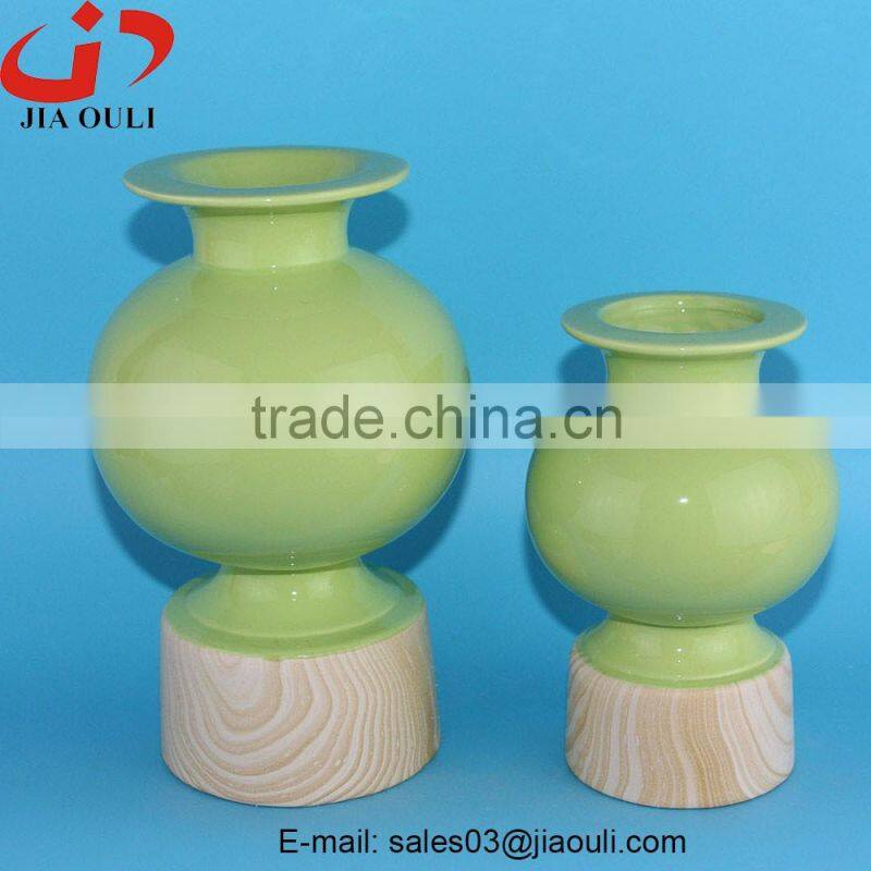 NEW design color and wood grain ceramic flower vase for home decoration