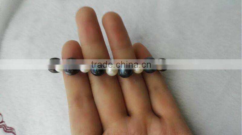 hot selling 3-4mm white and 8-9mm black freshwater pearl bracelet