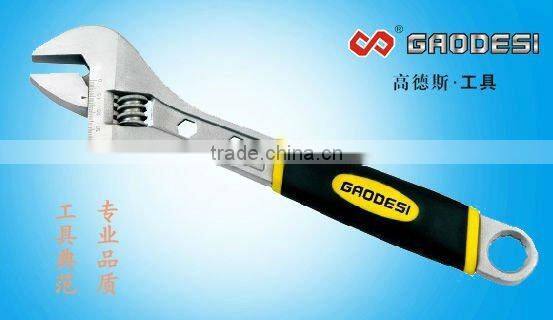 adjiustable wrench with rubber plastic coated handle