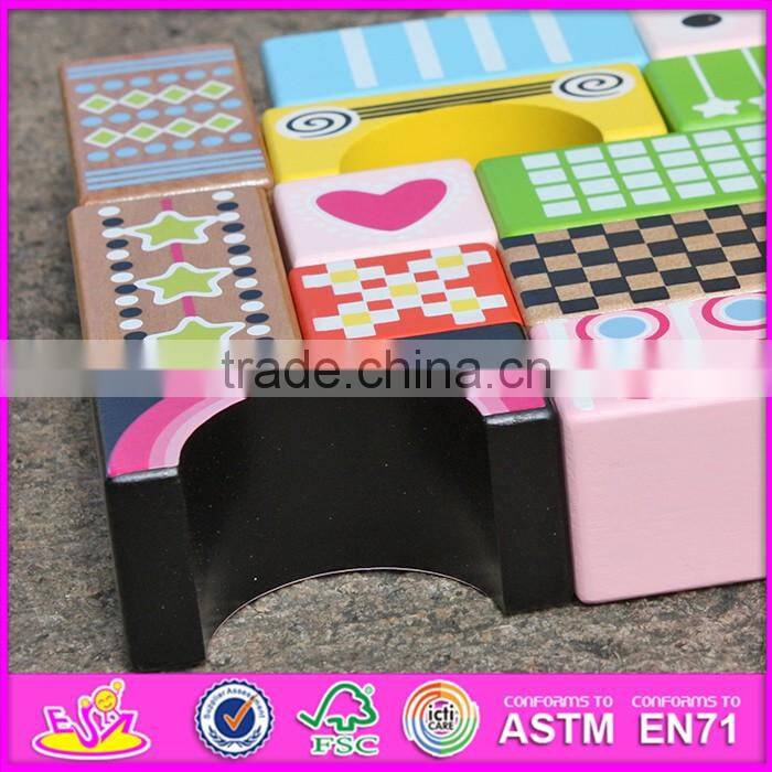 2017 new design 28 pieces educational kids wooden toy building blocks W13A120