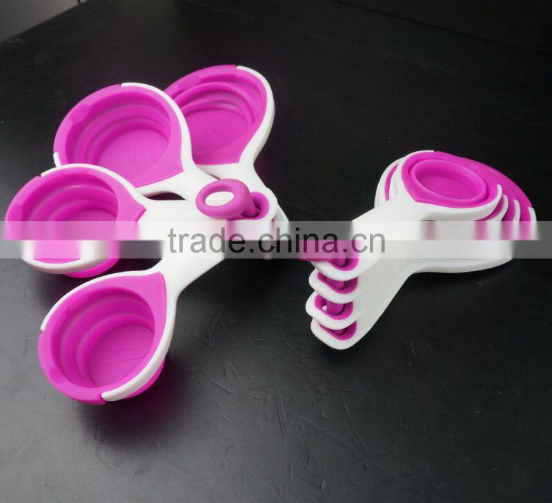 16128 SILICONE MEASURING CUPS SET CUP SPOON KITCHEN TOOL COLLAPSIBLE BAKING COOK