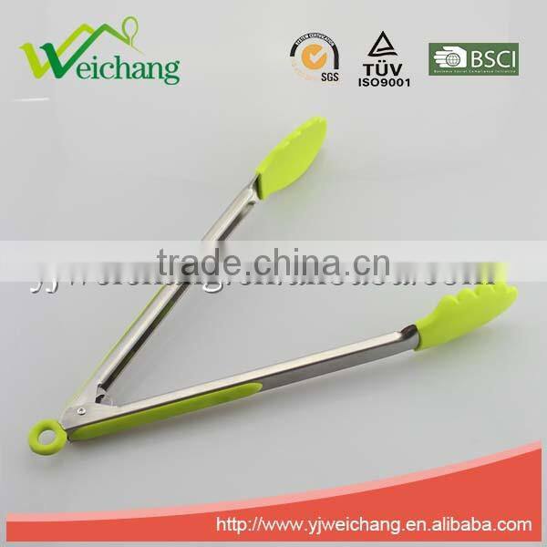 WCK10 Premium Comfort Stainless Steel Locking Kitchen Tongs Food Tong with Silicone Heads, Good Grip