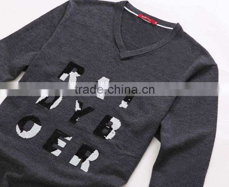 Raidy Boer high quality men printing crew neck wool design slim winter knit sweater