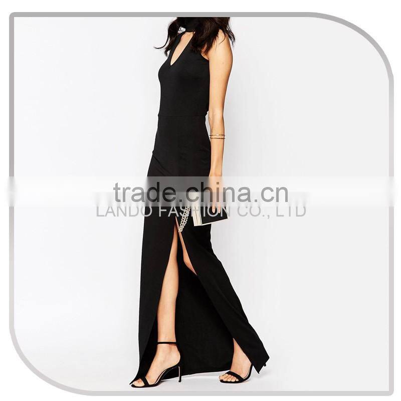 Ladies sex open back side split gown dress & Wholesale ladies fashion party wear gown evening dresses 2016