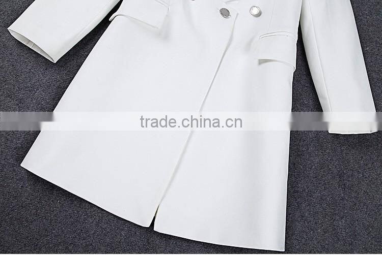 2016 Women Fashion Winter Wool Fabric Long Knee Length Coat for Girls