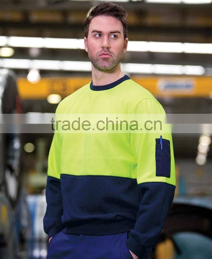 Custom winter workwear hoodies zipper safety mens fleece work hi vis jacket