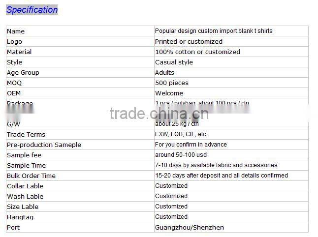 Popular design custom t shirt packaging white color