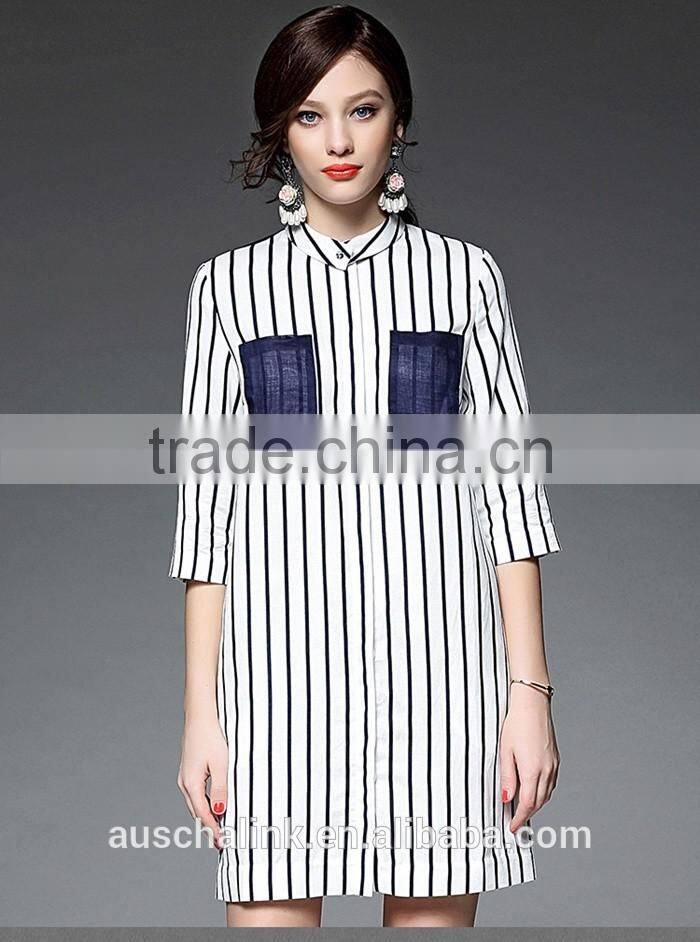 outdoor custom cheap lady striped breathable linen shirt nice design