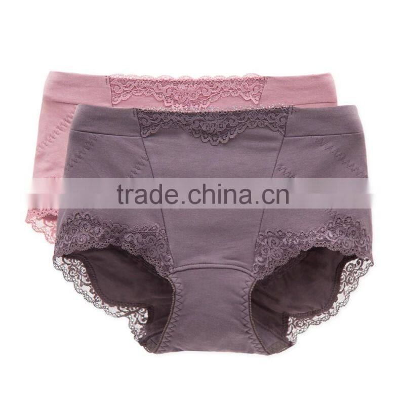 Factory Colorful 95% Cotton 5% Spandex with Lace Custom Sexy Fancy Woman Underwear