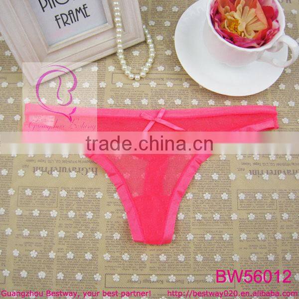 Stock thongs full transparent lace with bow