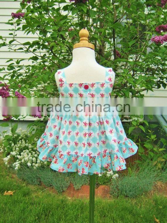 Latest design 3 year old girl dress 100% cotton floral two piece prom baby clothes dress set
