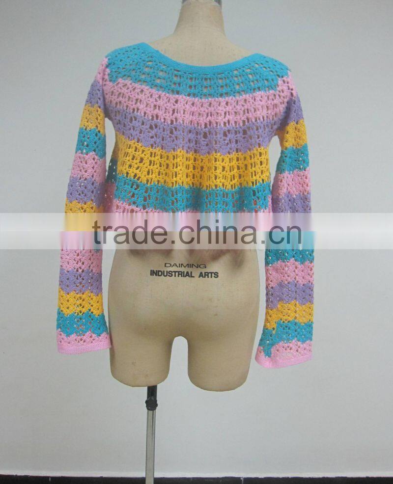 new fashion ladies long sleeve summer crochet blouses