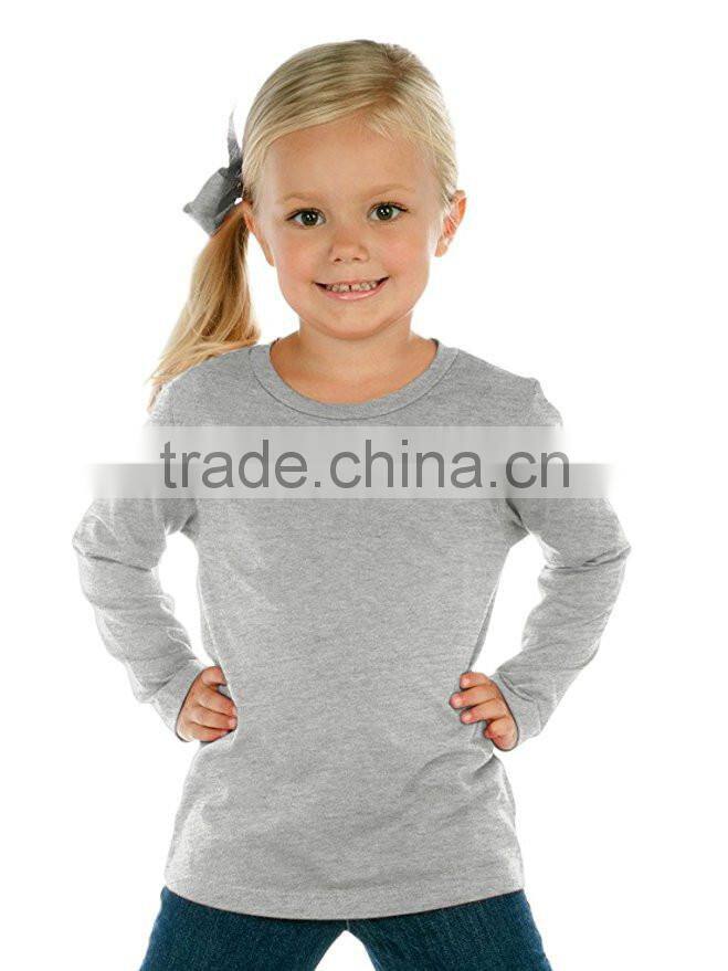 100% cotton pink t shirts 120gsm wholesale Toddlers Crew Neck Long Sleeve tshirt Kids clothing OEM
