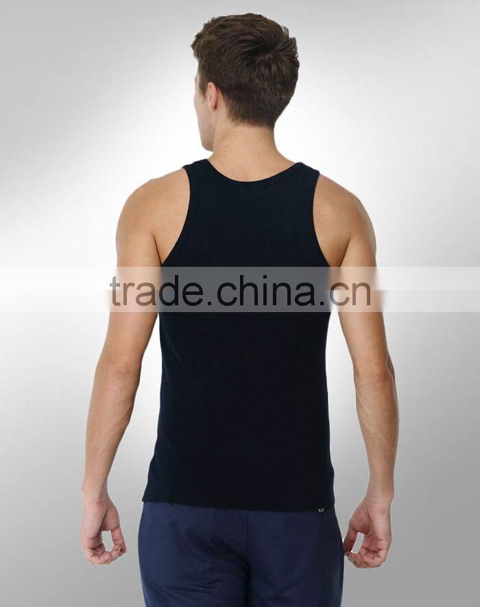 100%Cotton fitness black gym vest for men