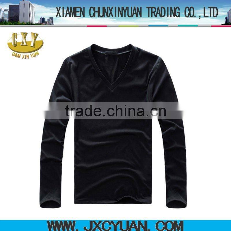 white blank t-shirt cotton spandex v-neck