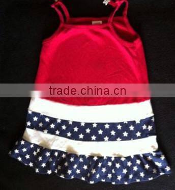 baby girls dresses Girls 4th of July dress Wholesale Baby Girls Summer Stripe Boutique July 4th Lastst Dress Cotton Pettidresses