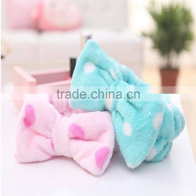 Hot Selling Candy Color Elastic Bow Velvet Elastic Shower Headbands