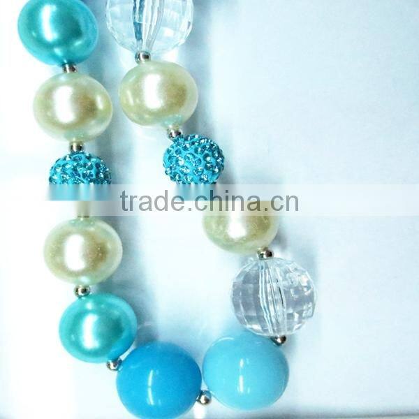 Wholesale Ameriacan Flag BABY GIRL CHUNKY RHINESTONE BEADED NECKLACE