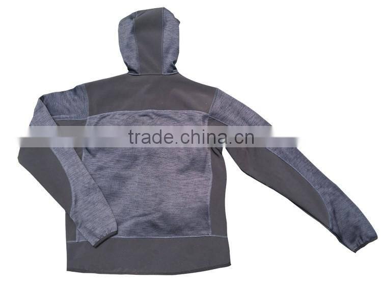 Autumn softshell hooded outdoor mens travel knitted jacket