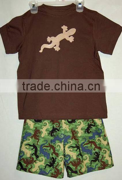 boys shirt and pant cartoon gecko applique design outfit first impressions baby clothes