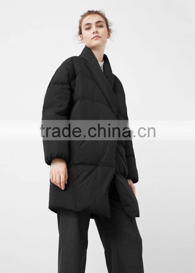 Women's black quilted loose fit down garment/jacket