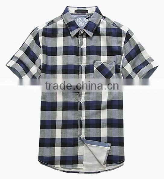 latest designs for summer plaid custom men shirt with cheap price oem