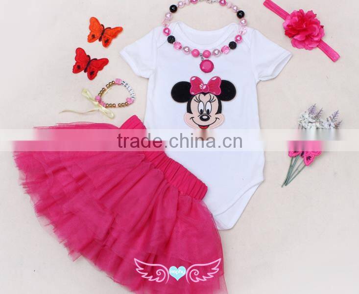 Baby Girl's First Birthday Outfit Boutique cloth wholesale kids hot pink tutu skirt/dress clothing set