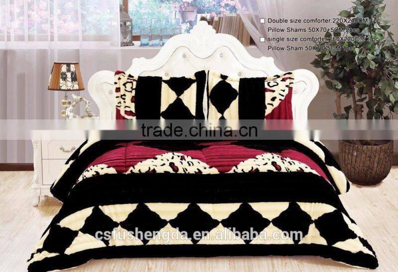 100% Polyester PV printed plush fleece fabric textile microfiber or sherpa quilt