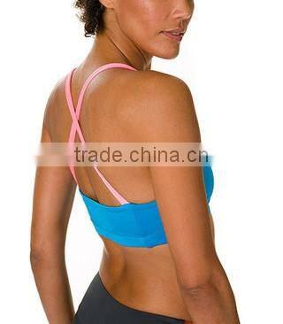 Custom Blue wholesale padding bra ladies gym apparel