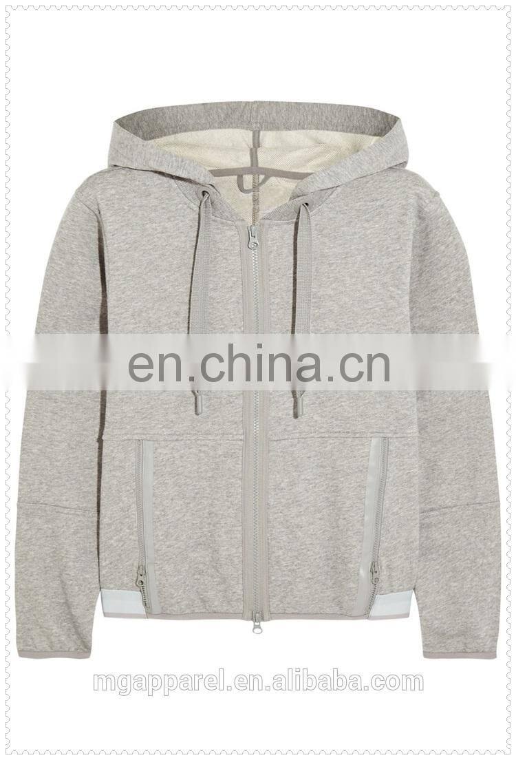 wholesale OEM hooded sweatshirt cotton blend jersey cropped top hoodie