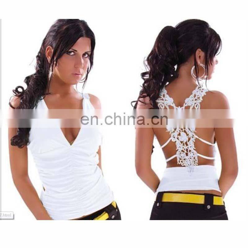 Sexy Lace Bust Low Cut Ruffle V Neck Halter Slim Tank Top Floral Women Slimming Vest