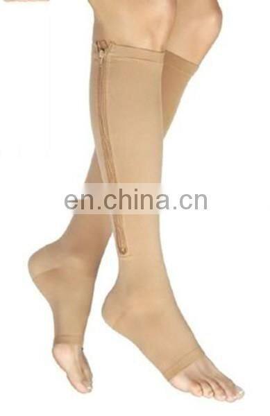 High quality best price Anti Varicose compression stocking with zipper, Health care compression stocking