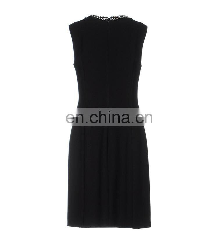 OEM high quality sleeveless bodycon knee length solid night club dresses beaded evening dress