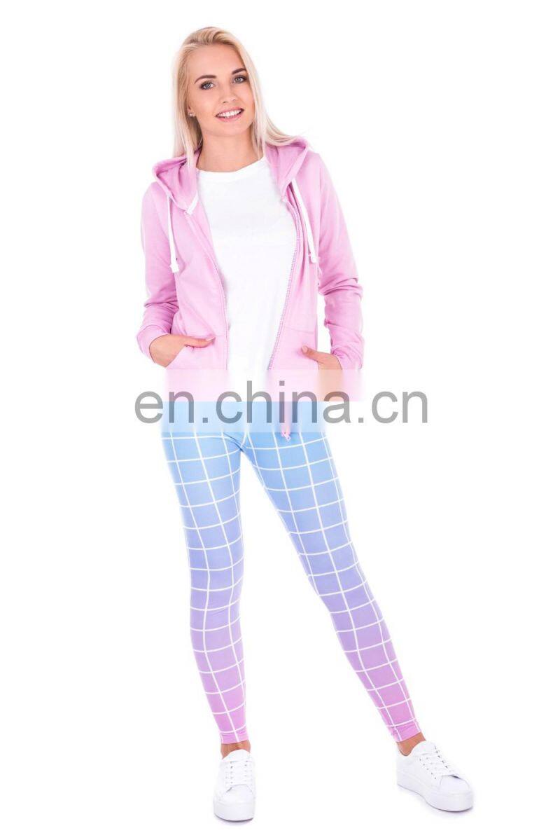 Antisocial grid muscle yoga fabric pants custom sport fashion stylish pattern femme fitness printed leggings for woman