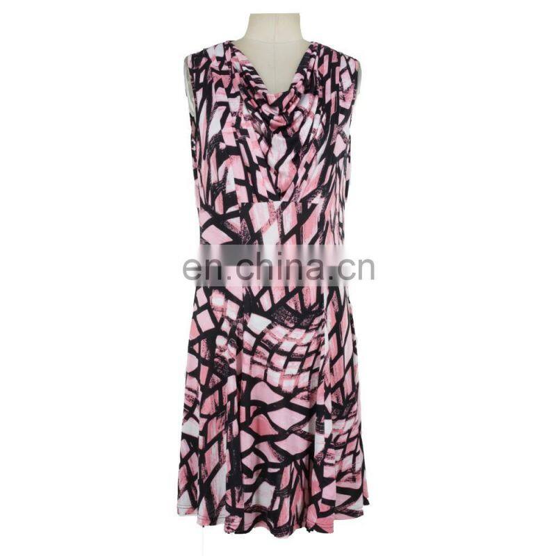 Abstract Print Milky FDY Fabric Old Women Dress Women Wear