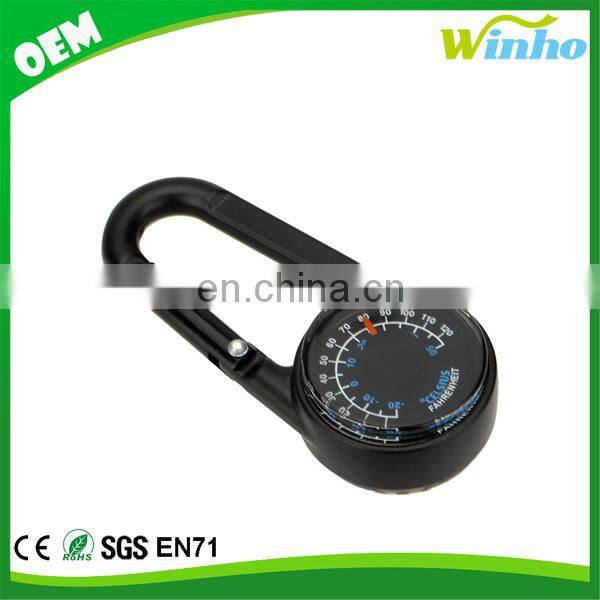 Winho Multifunctional Carabiner Mini Compass Thermometer Keychain 3 In 1 For Hiking