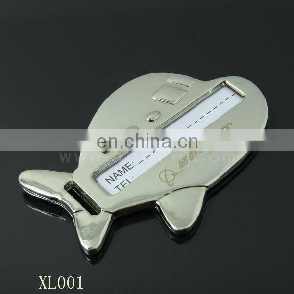 metal air plane shape travel card/ metal luggage accessory tag card