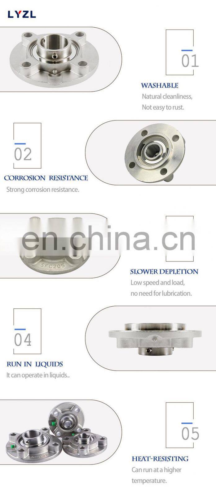 Waterproof Stainless Steel Plummer Pillow Block Bearing FC205
