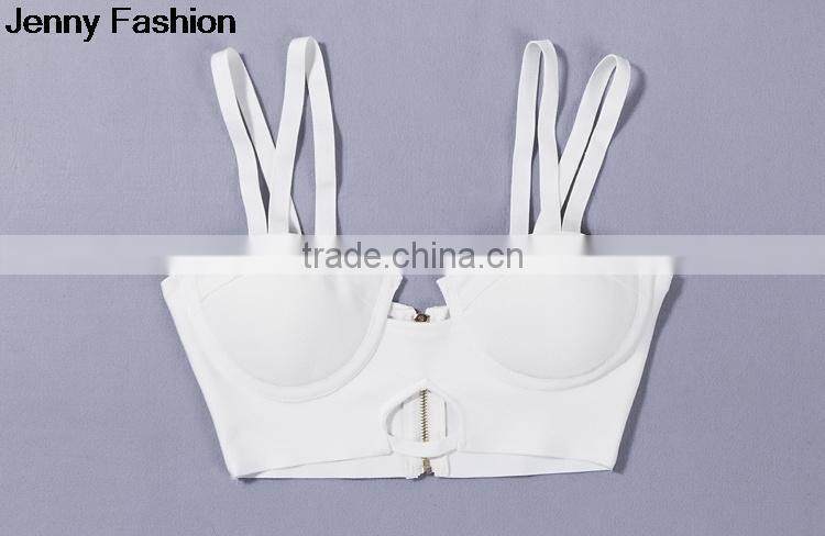 Jenny Fashion Wholesale 2016 New White Beige Red Yellow Sey Cute Women Strap Bandage Bustier Crop Tops